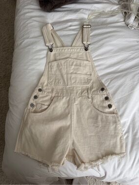 Brandy Melvile Cream Short Denim Overalls S